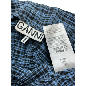 Ganni Textured Blue Plaid Pants Size 32 EU / US 0