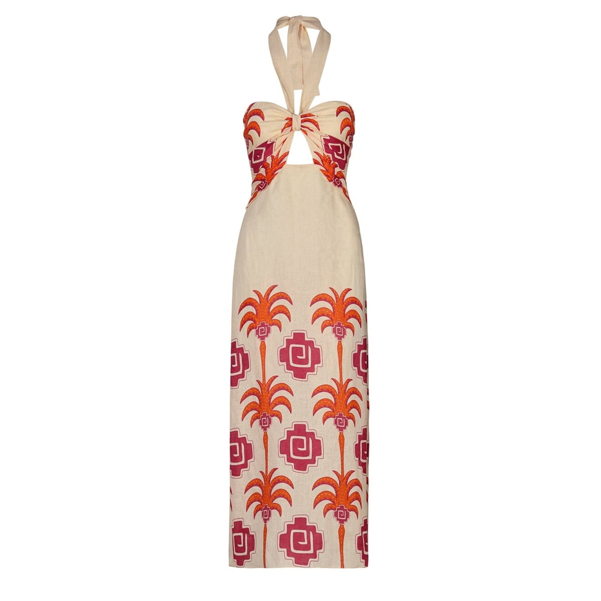 Johanna Ortiz Tropical Ecru Orange Pink Water Adventure Dress Size 0