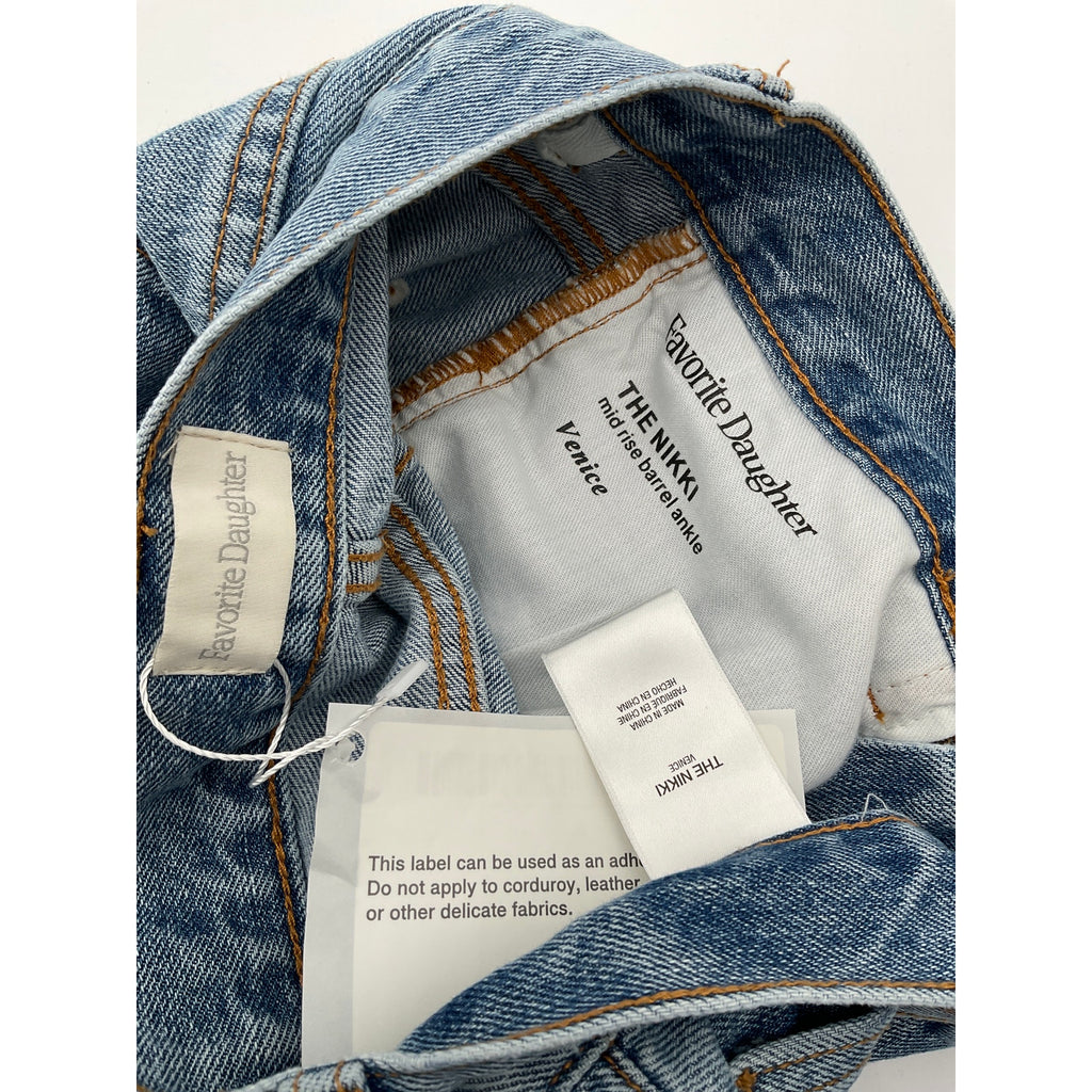 Favorite Daughter 'The Nikki' Blue Cotton Mid Rise Barrel Jean Size 26