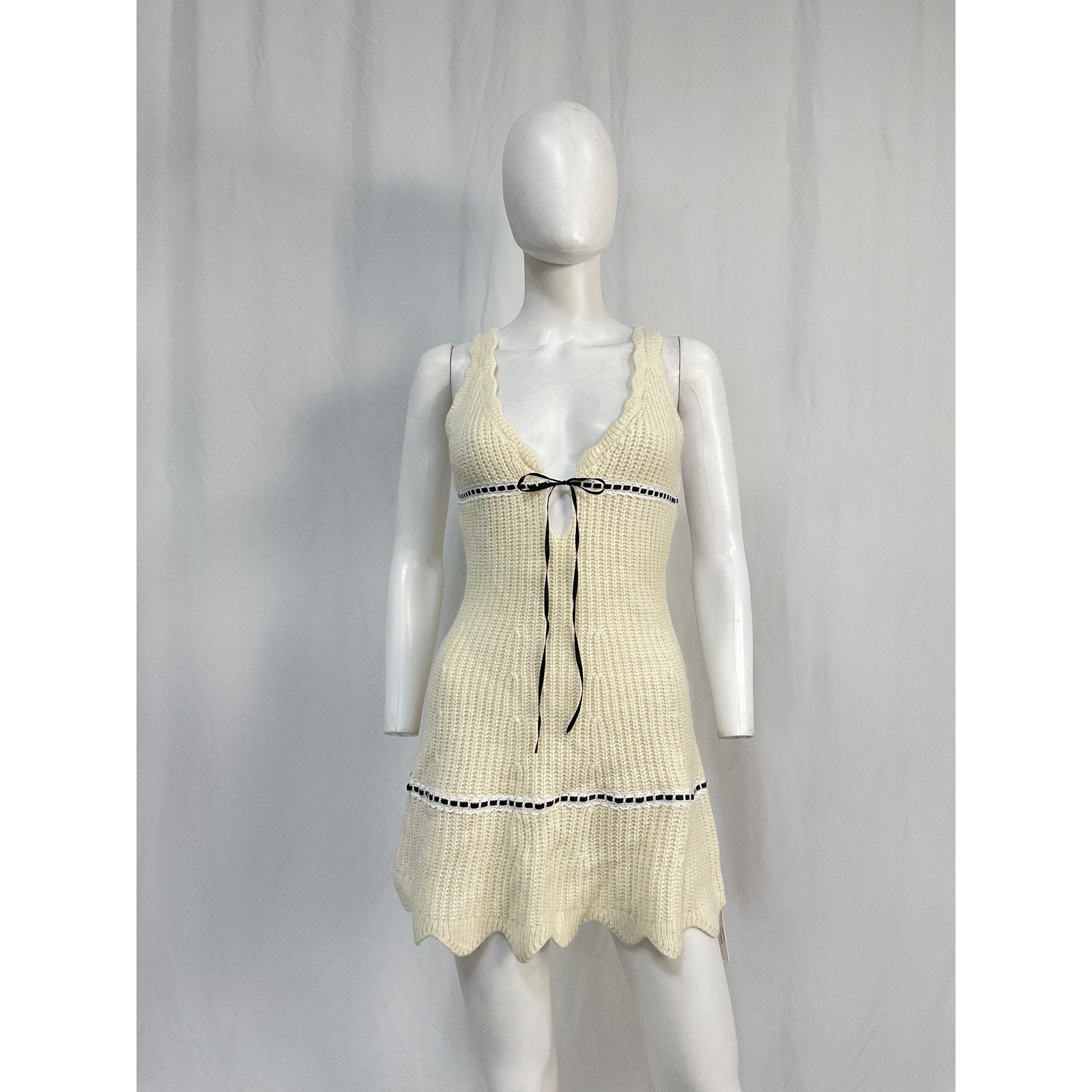 For Love & Lemons 'Jade' Cream Acrylic Dress Size XS - NWT