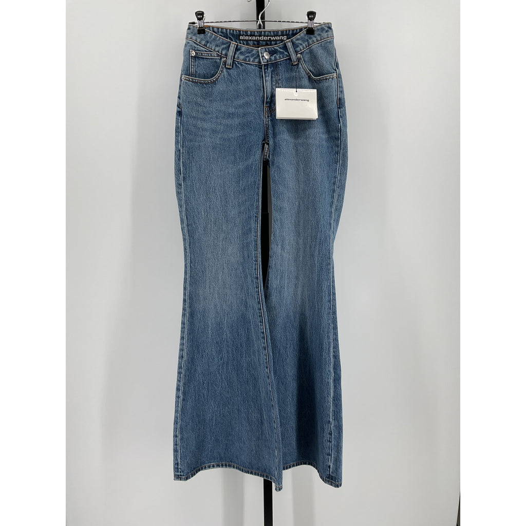 Alexander Wang 'Scoop' Blue Cotton Front Flare Jean Size 26 - NWT