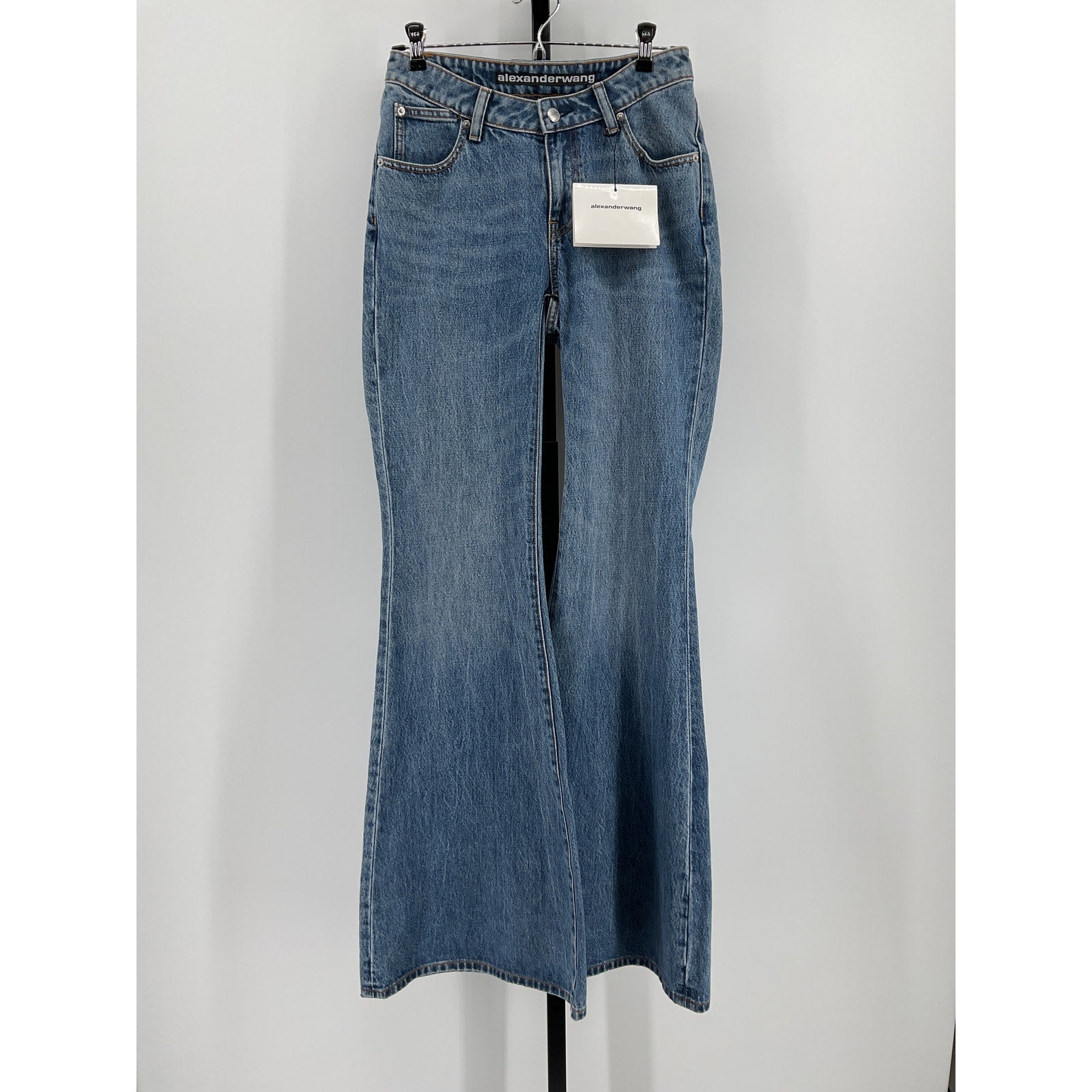 Alexander Wang 'Scoop' Blue Cotton Front Flare Jean Size 26 - NWT