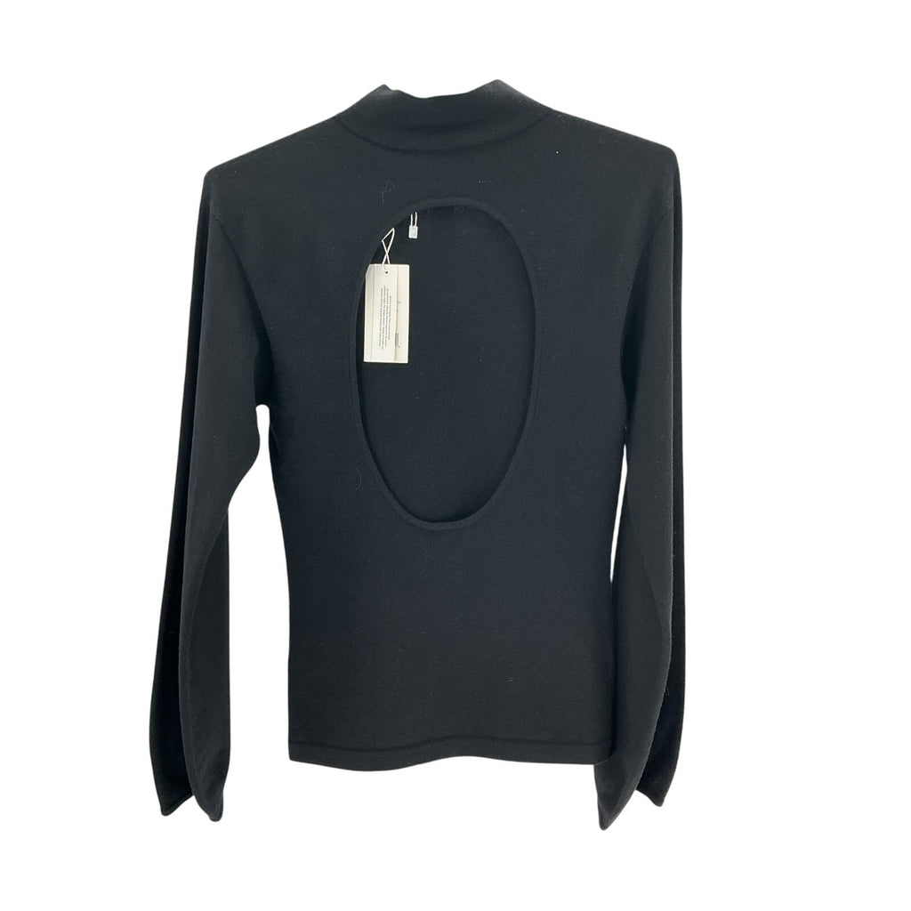 Vince Open Back Puff Sleeve Black Mock Neck Sweater Size S