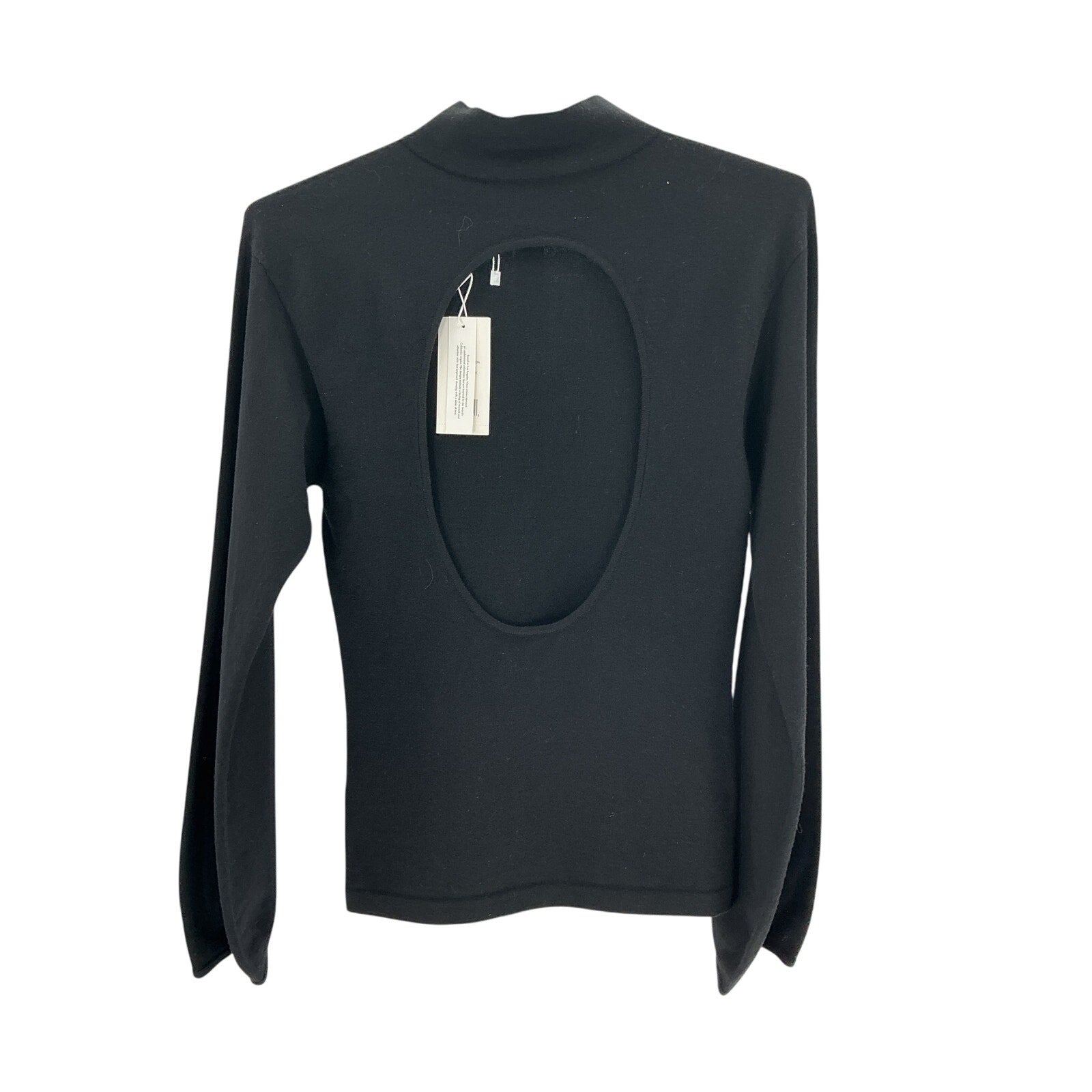 Vince Open Back Puff Sleeve Black Mock Neck Sweater Size S