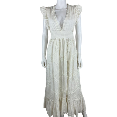 Hemant And Nandita Embroidered White Ruby Maxi Dress Size M