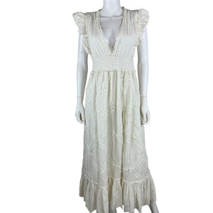 Hemant And Nandita Embroidered White Ruby Maxi Dress Size M