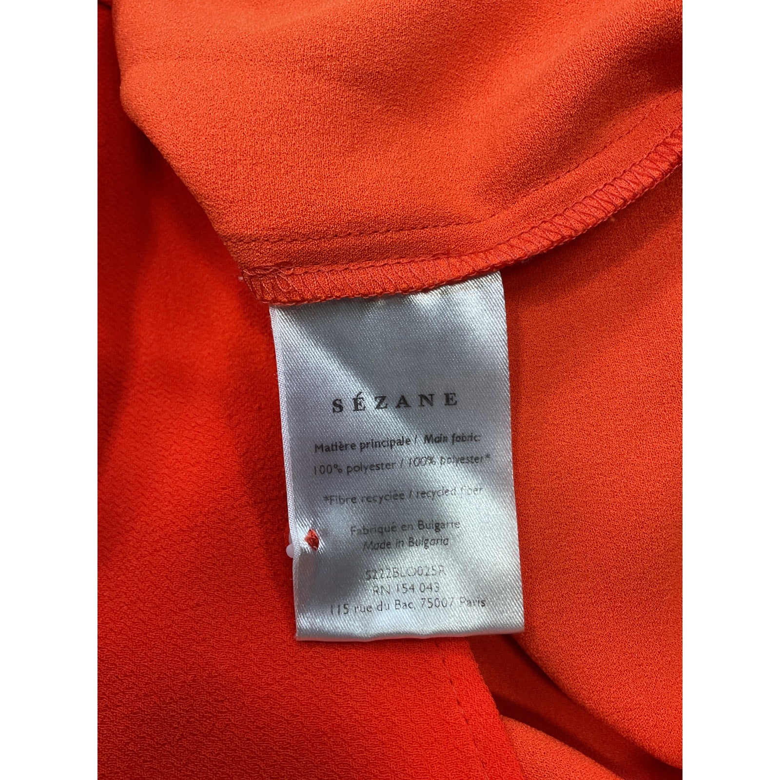 S�zane 'Ab�lia' Orange Polyester Blouse Size 38