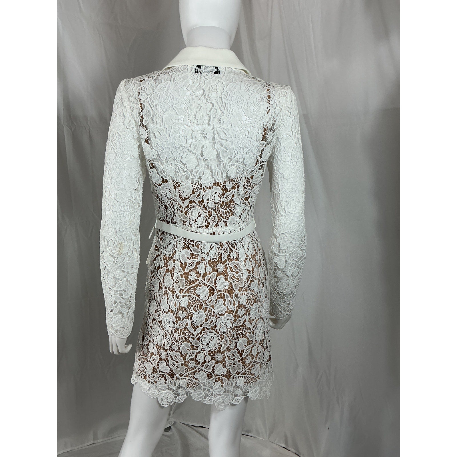 Self-Portrait 'Magnolia' White Polyester Lace Mini Dress Size 6