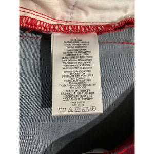 Re/Done Retro Distressed Red Flocked Originals 70s Bootcut Denim Jeans Size 23