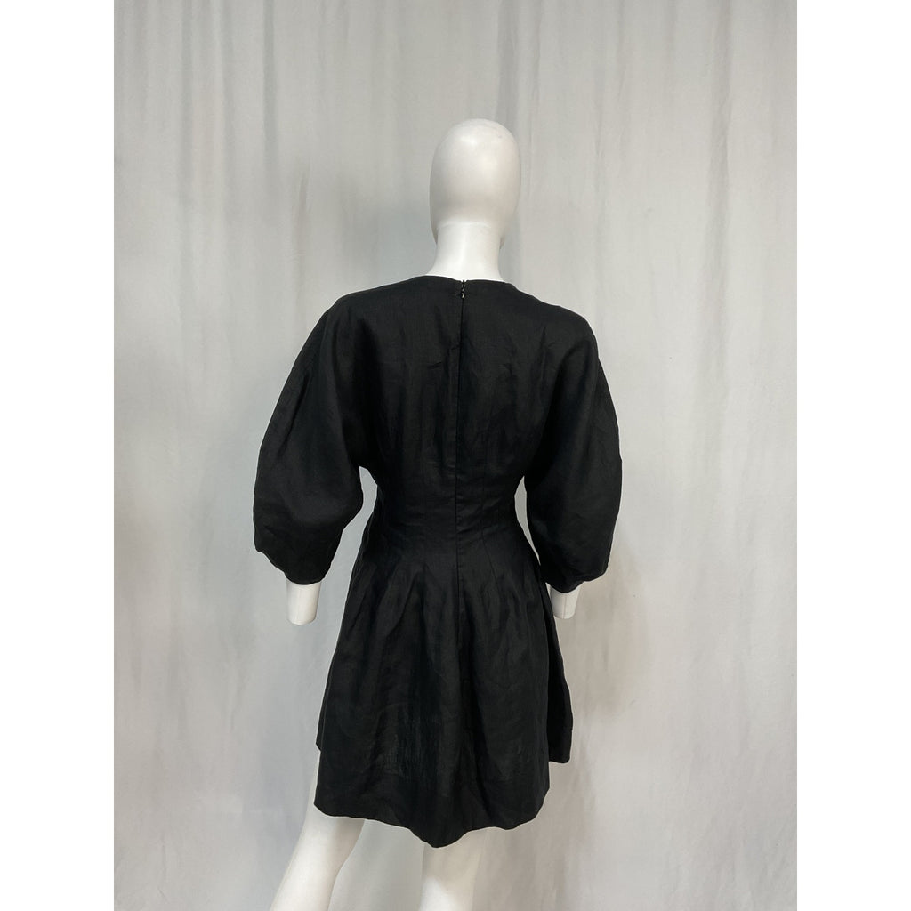 Faithfull The Brand 'Soleil' Black Linen Mini Dress Size S