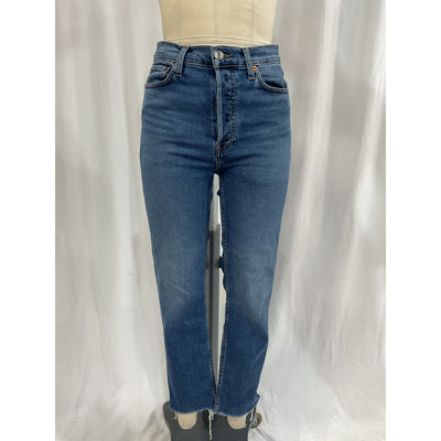 Re/Done '70s' Blue High Waist Ankle Stovepipe Denim Jeans Size 27