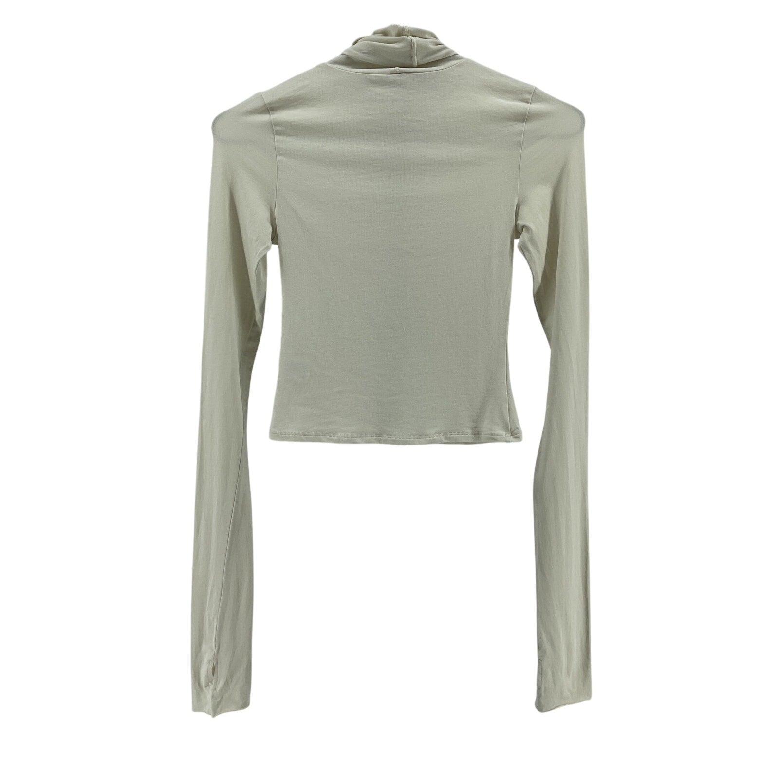Helsa Jersey White Cotton Long Sleeve Turtleneck Size S