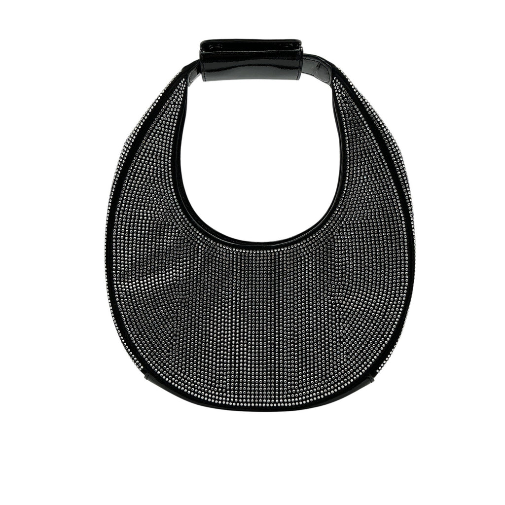 Staud Crystal Black Leather Embellished Hobo Bag