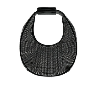 Staud Crystal Black Leather Embellished Hobo Bag