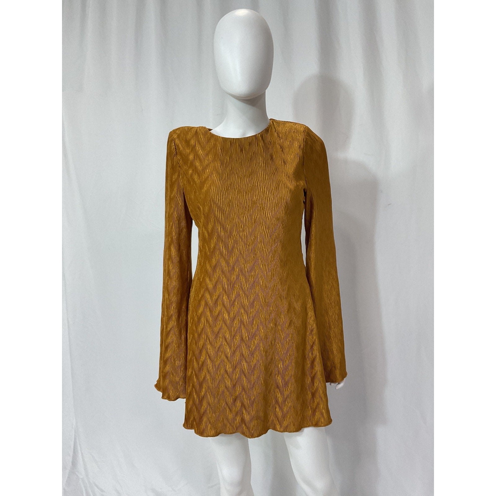 House Of Harlow 1960 'Aurora' Gold Satin Ope Back Mini Dress Size S