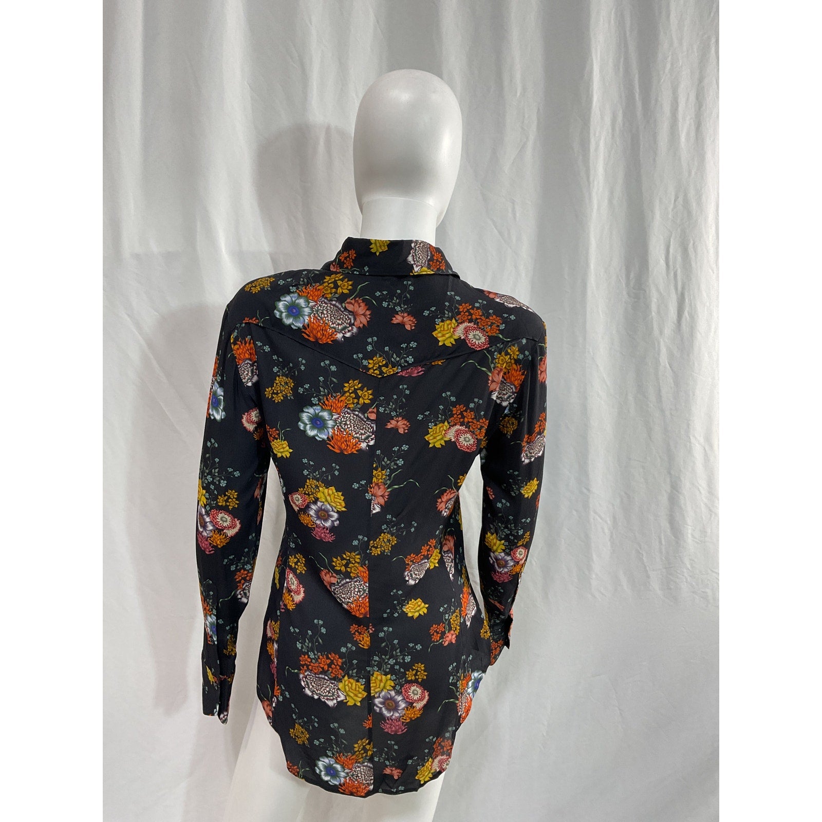 Rag & Bone 'Farren' Black Floral Button-Front Shirt Size XS