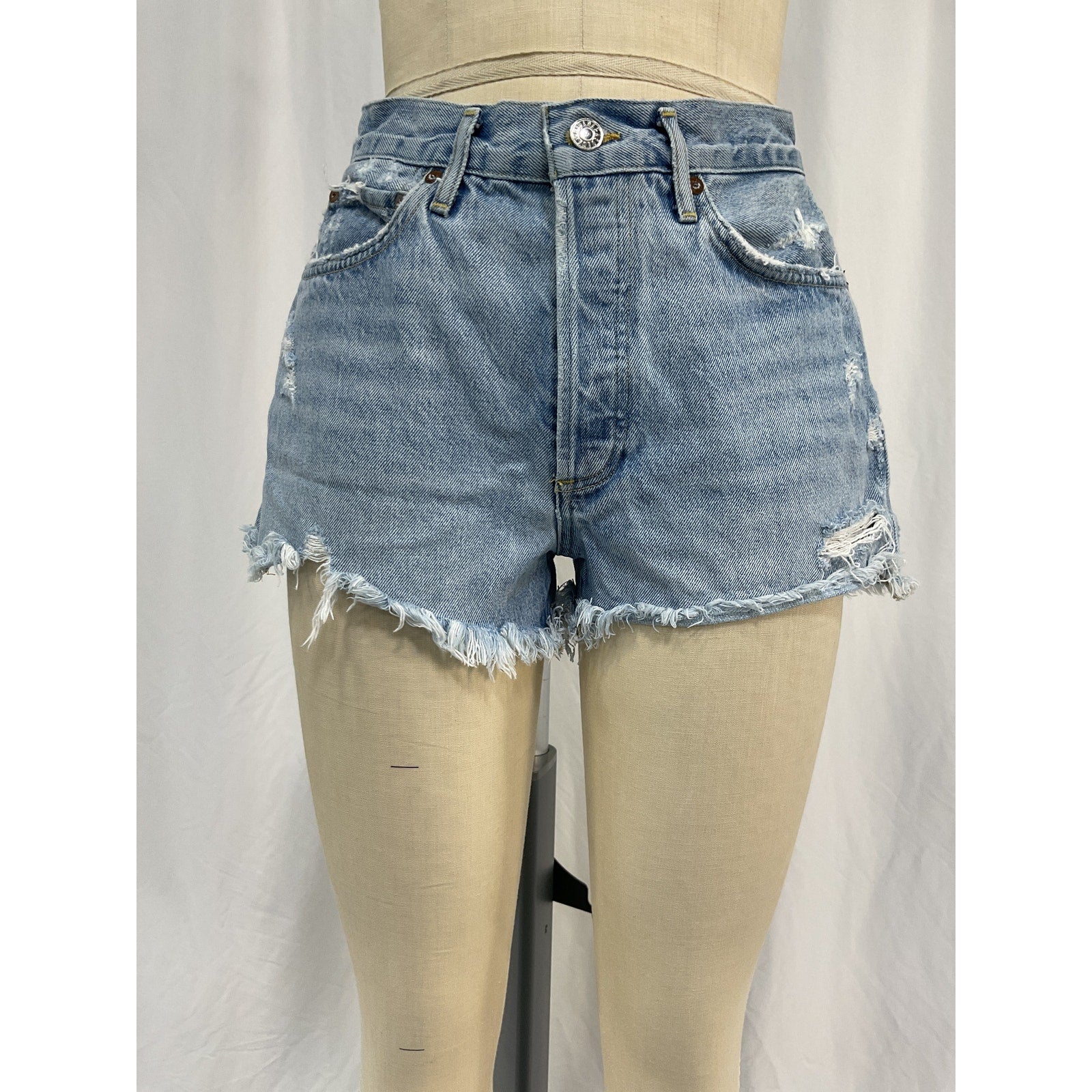 Agolde Parker Vintage Blue Cotton Cut Off Short Size 26