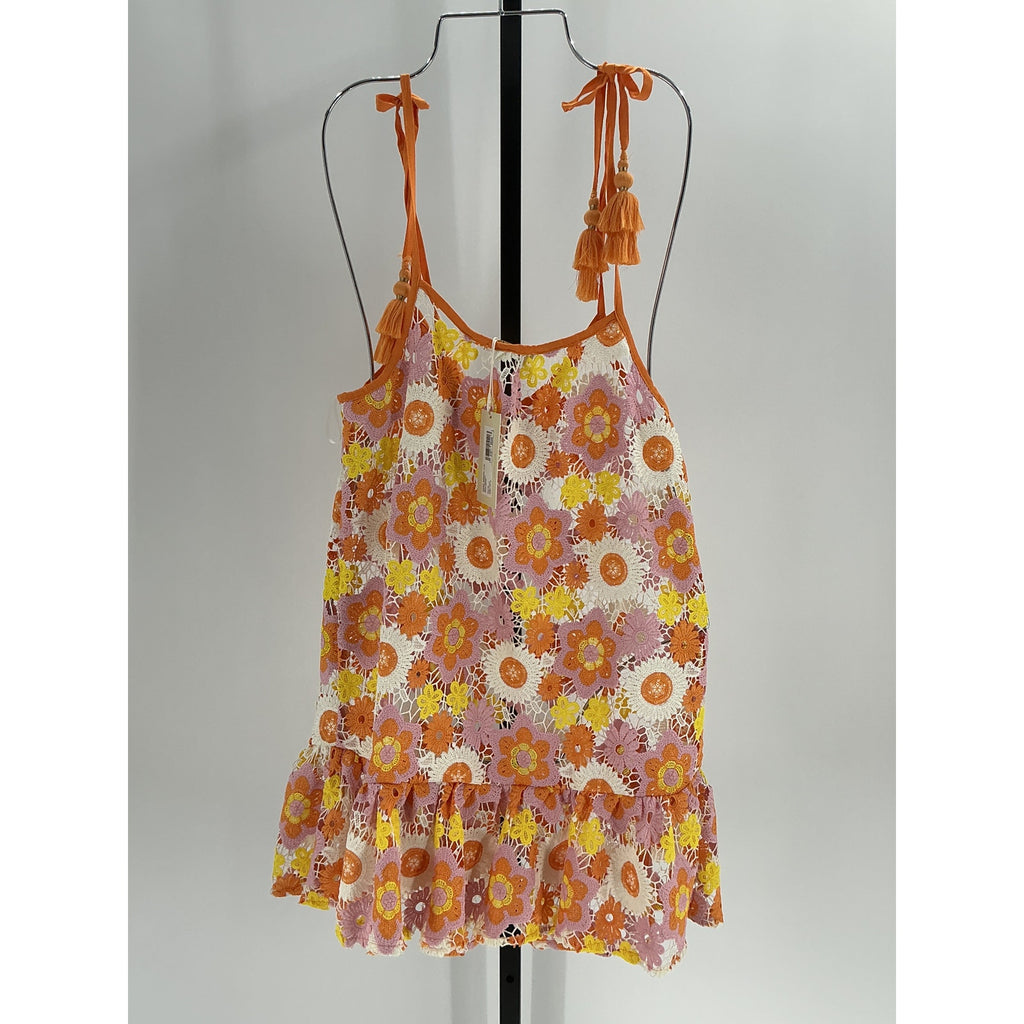 Ramy Brook 'Imani' Orange Polyester Floral Cover-Up Mini Dress Size XS