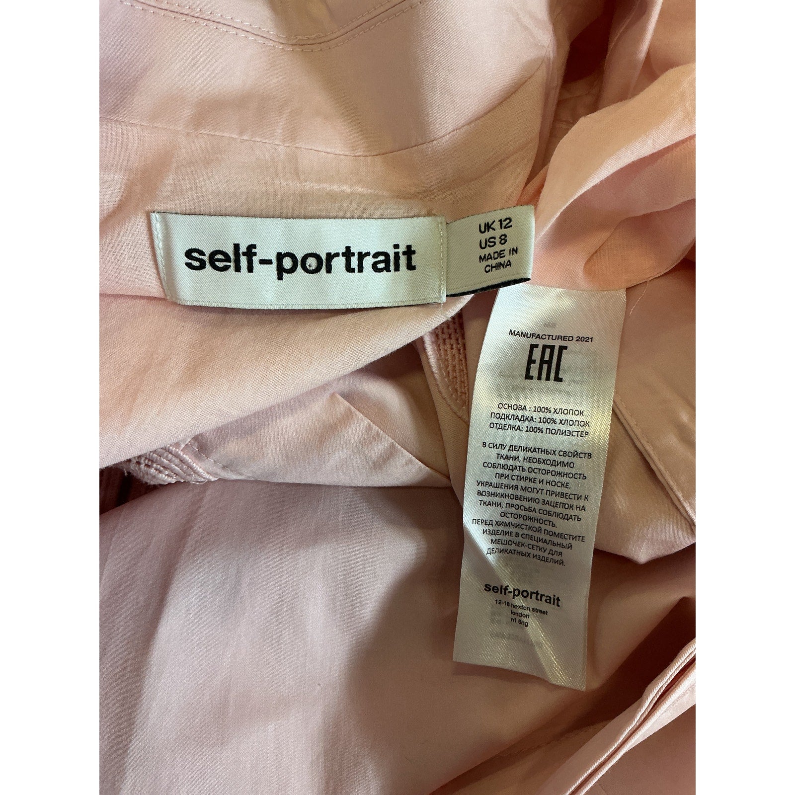 Self-Portrait Cutout Pink Cotton Appliqued Organic Cotton-Twill Mini Dress Size 8