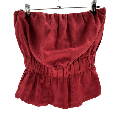 Posse Ruffled Red Wine Aurelia Strapless Top Size S