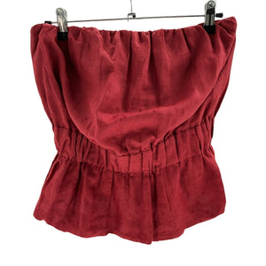 Posse Ruffled Red Wine Aurelia Strapless Top Size S