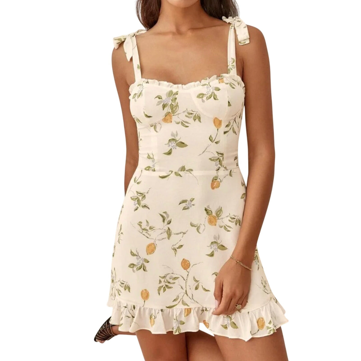 Reformation Printed Beige Tanis Dress Size 0