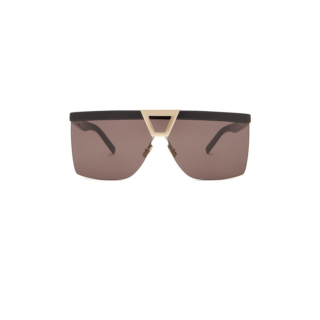 Saint Laurent 'Palace Mask' Black & Light Gold Sunglasses One Size