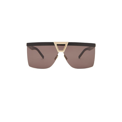 Saint Laurent 'Palace Mask' Black & Light Gold Sunglasses One Size