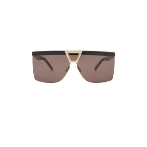 Saint Laurent 'Palace Mask' Black & Light Gold Sunglasses One Size