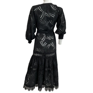 Waimari Eyelet Black Vistamar Robe Size XS