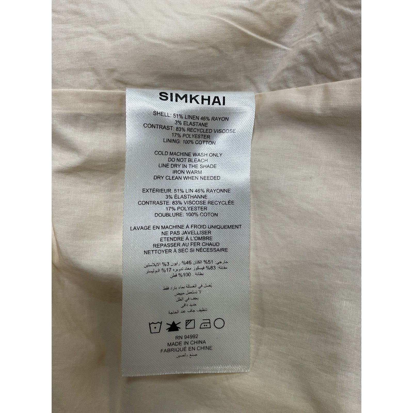 Simkhai 'Camden' Beige Linen Tank Midi Dress Size 2