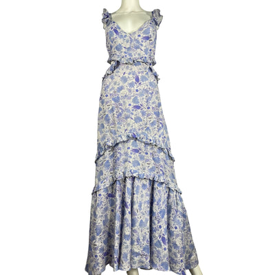 Astr The Label Ruffled Multicolor Cassis Maxi Dress Size S