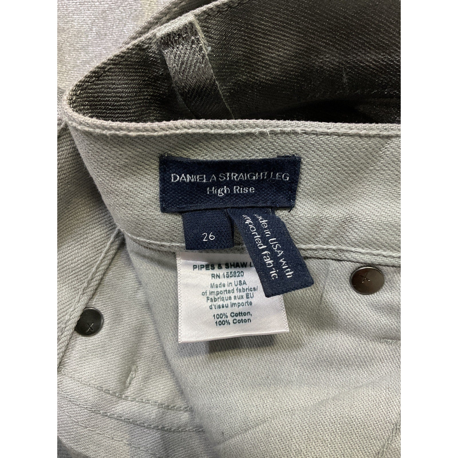 Veronica Beard 'Daniela' Silver Metallic Straight Leg Denim Jeans Size 26