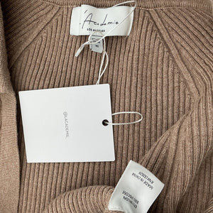 L'Academie Ribbed Beige Mattia Sweater Size XS
