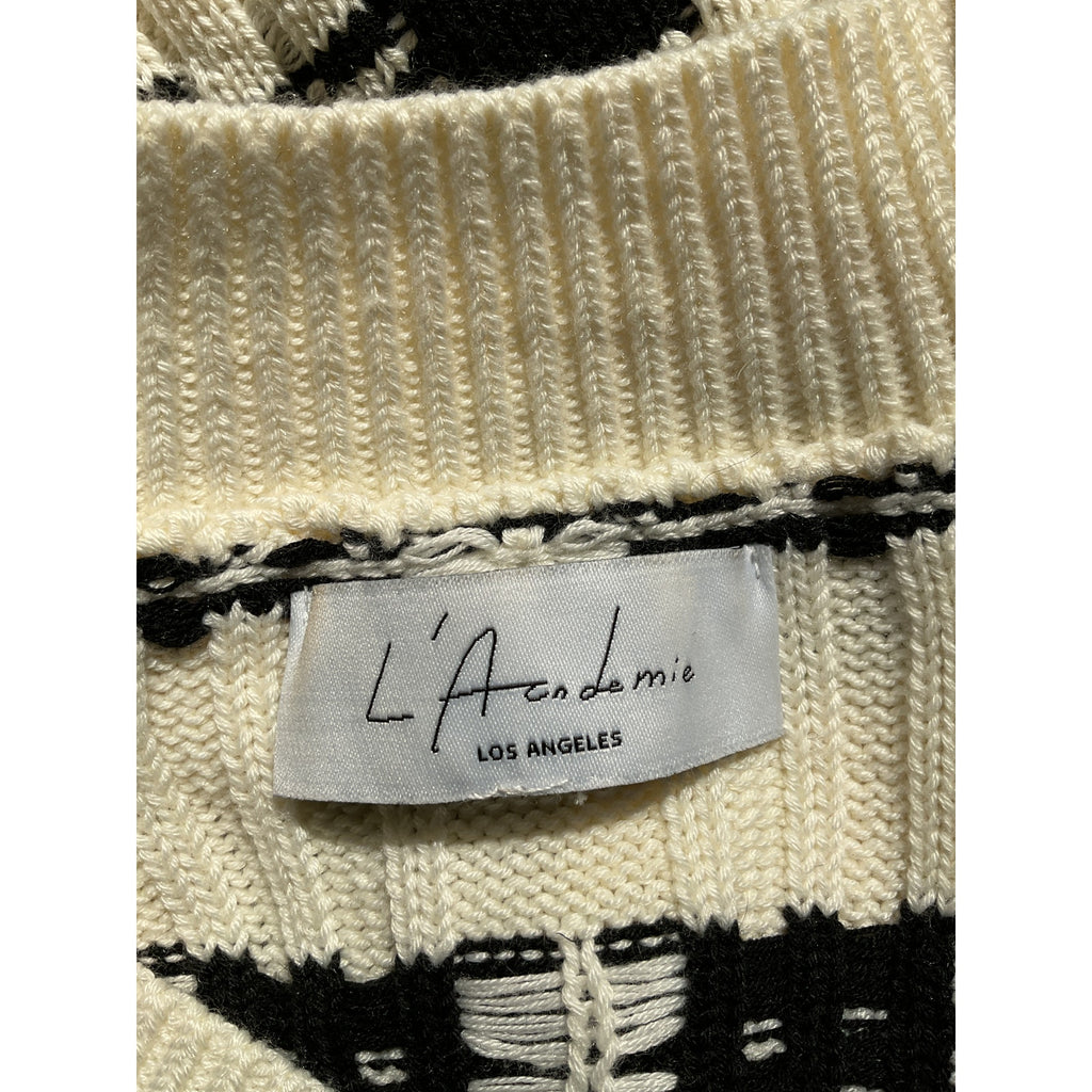L'Academie 'Evran' White Check Sweater Size S