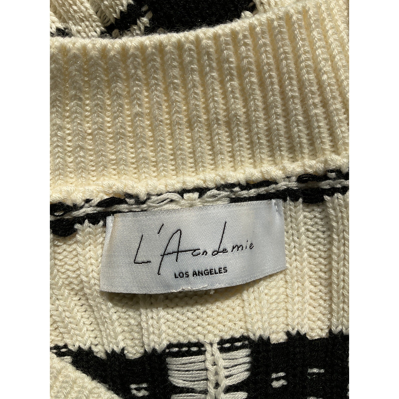 L'Academie 'Evran' White Check Sweater Size S