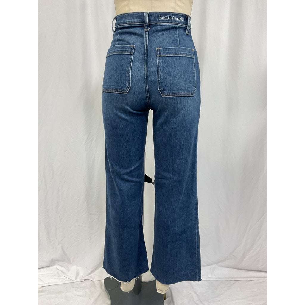 Favorite Daughter Blue Cotton High-Rise Wide Leg Denim Jean Size 24