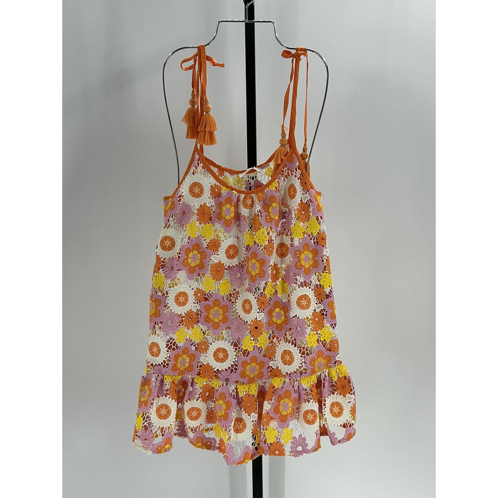 Ramy Brook 'Imani' Orange Polyester Floral Cover-Up Mini Dress Size XS