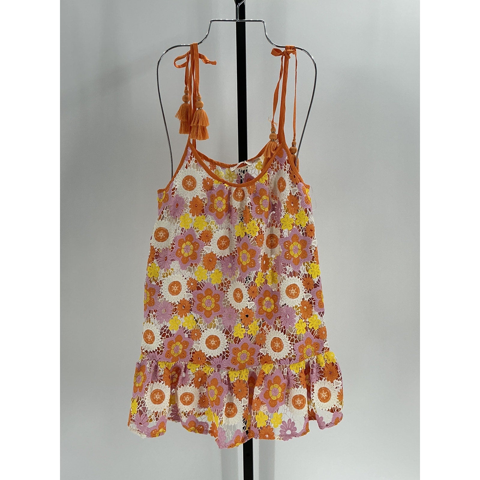 Ramy Brook 'Imani' Orange Polyester Floral Cover-Up Mini Dress Size XS