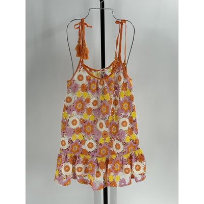 Ramy Brook 'Imani' Orange Polyester Floral Cover-Up Mini Dress Size XS