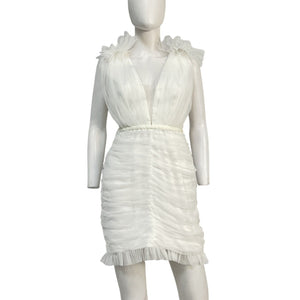Sau Lee Ruffled Ivory Harlie Mini Dress Size 6