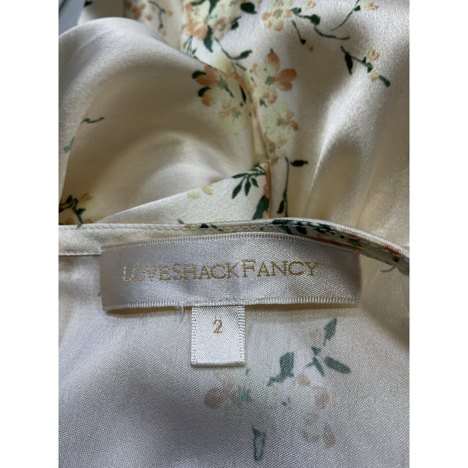 Loveshackfancy 'Garcia' Yellow Floral Satin Mini Dress Size 2