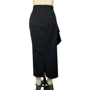 Dries Van Noten Draped Black Twill Midi Skirt Size FR 34 / US 2
