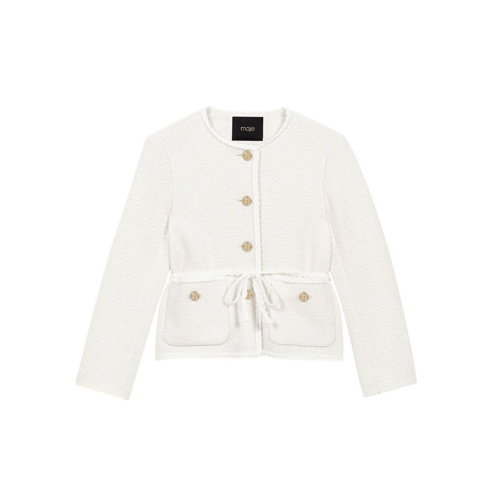 Maje 'Belted' Cream Cotton Jacket Size 36