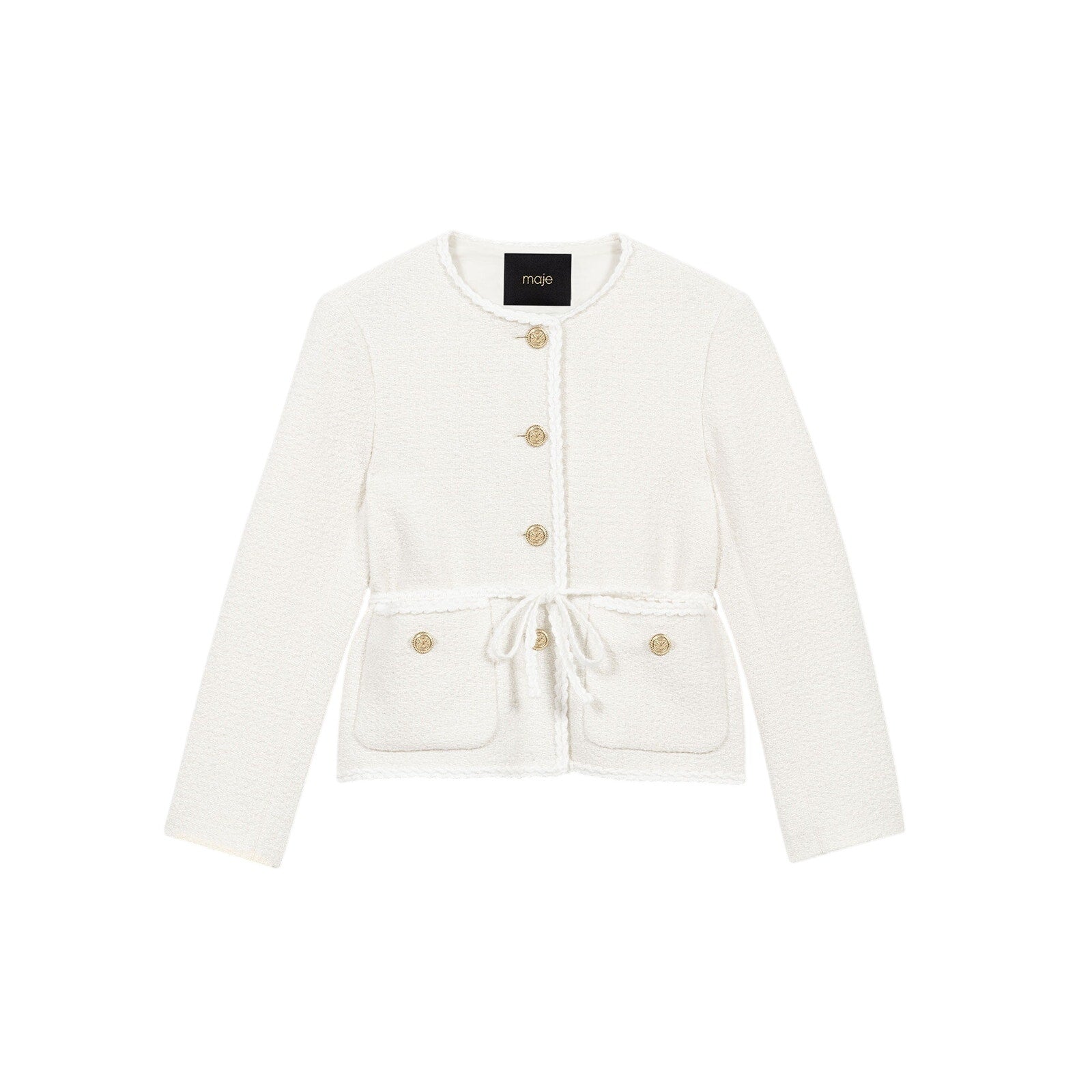 Maje 'Belted' Cream Cotton Jacket Size 36