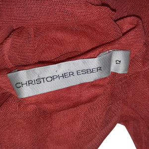 Christopher Esber Sheer Red Veiled Off Shoulder Size 12 Top