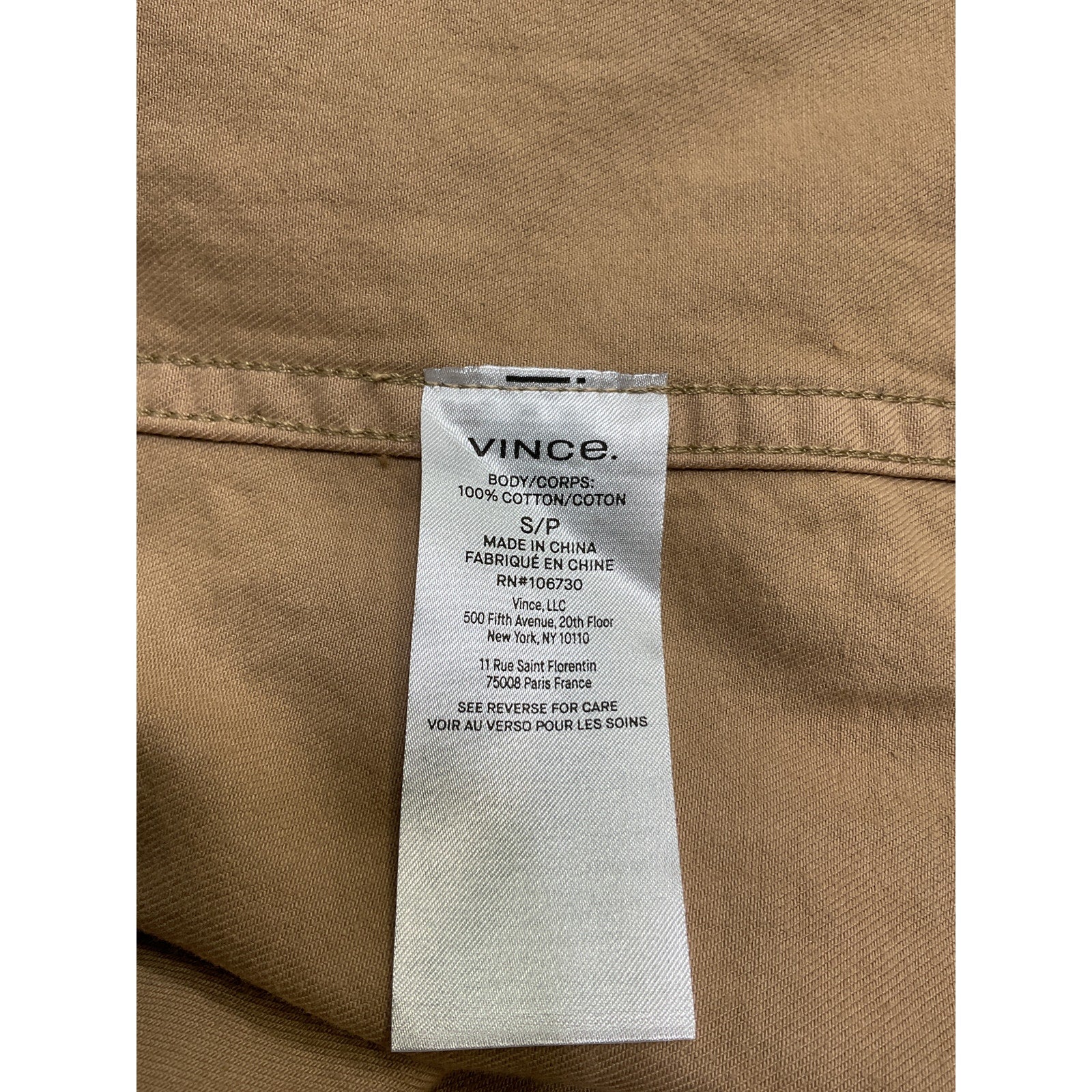 Vince Twill Beige Cotton Shirt Jacket Size S