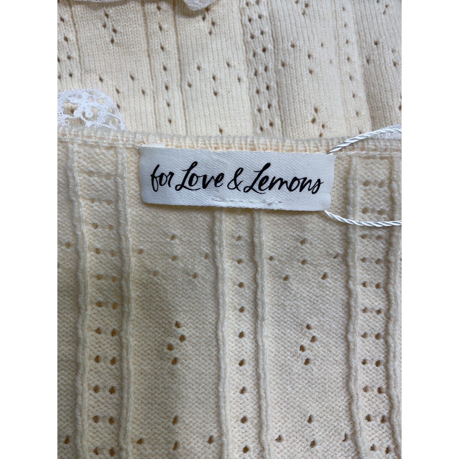 For Love & Lemons 'Daniela' Cream Cotton Knit Top Size M