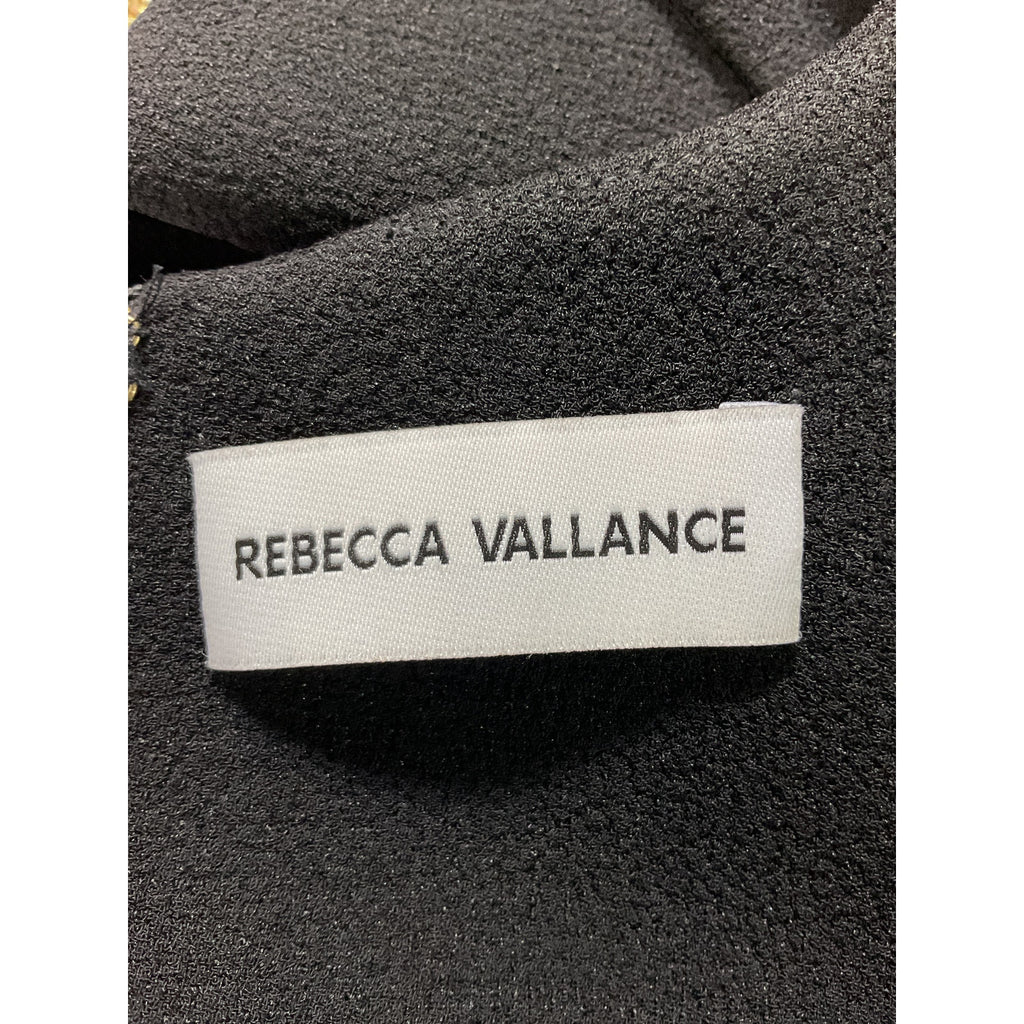 Rebecca Vallance 'Dulce Amore' Black Pencil Gold Chain Strap Midi Dress Size 10