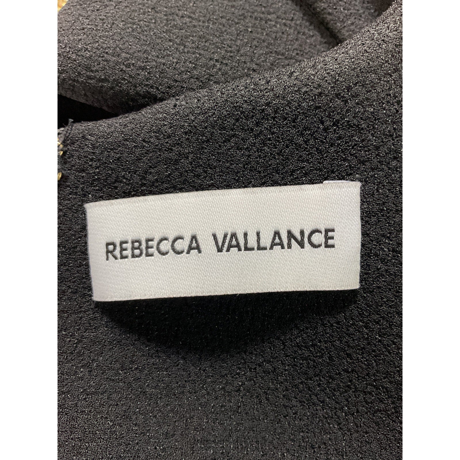 Rebecca Vallance 'Dulce Amore' Black Pencil Gold Chain Strap Midi Dress Size 10